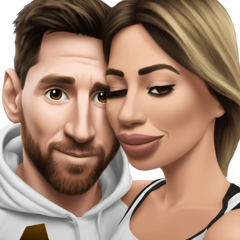 Messi kissing his wife Antonella   emoji