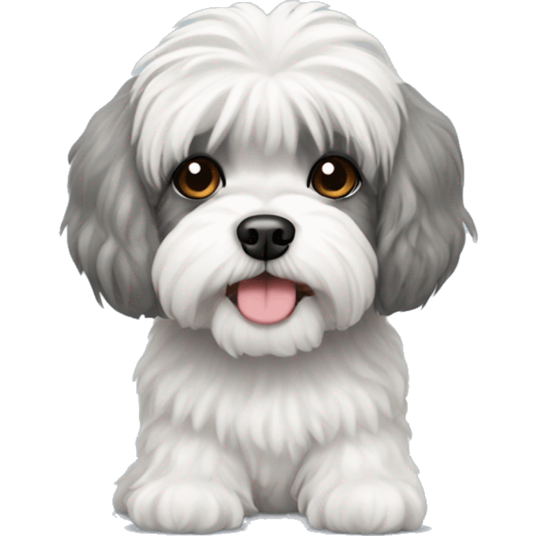 A grey and white shih tzu poodle mix  emoji