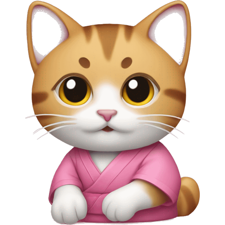 A kitteneating sushi with a pink shirt on emoji