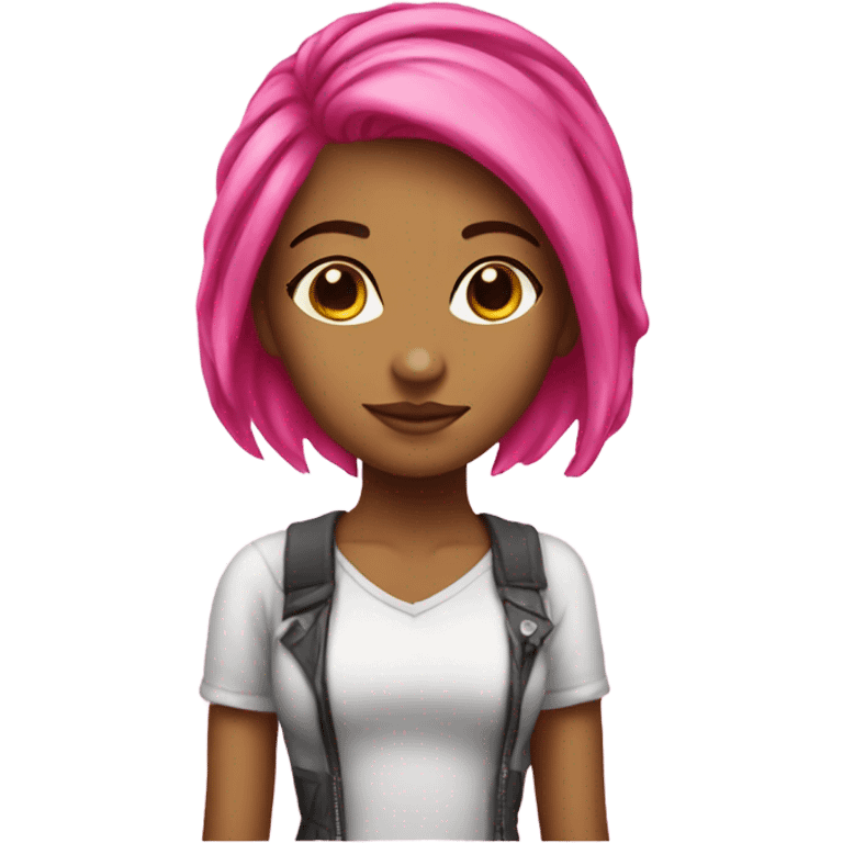 Girl with hot pink hair pretty emoji