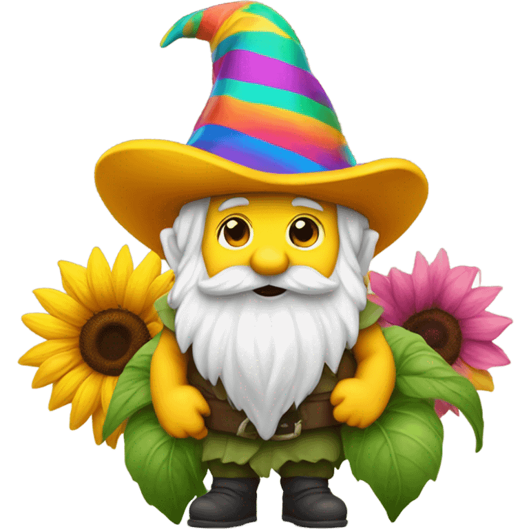 Gnome sitting on a sunflower emoji