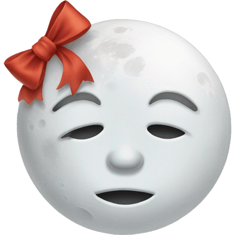 White moon face with bow on its right side emoji