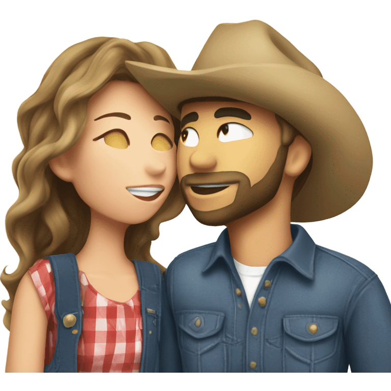 a country girl kissing a country guy emoji