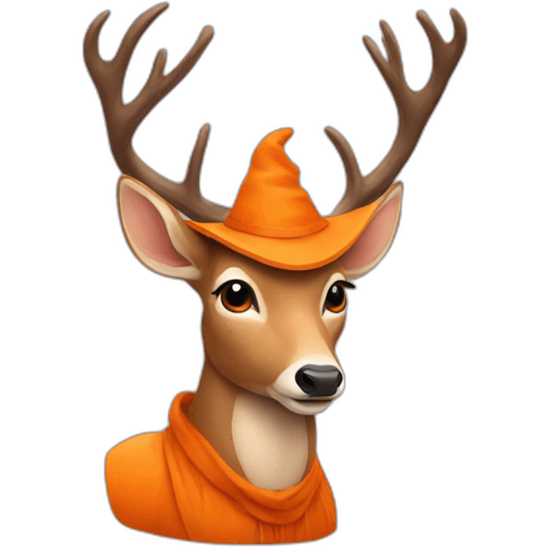 deer in orange witch hat emoji