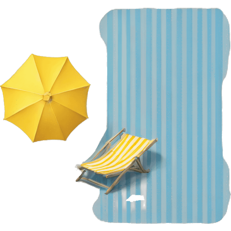 blue striped deckchair and yellow striped parasol at the beach emoji