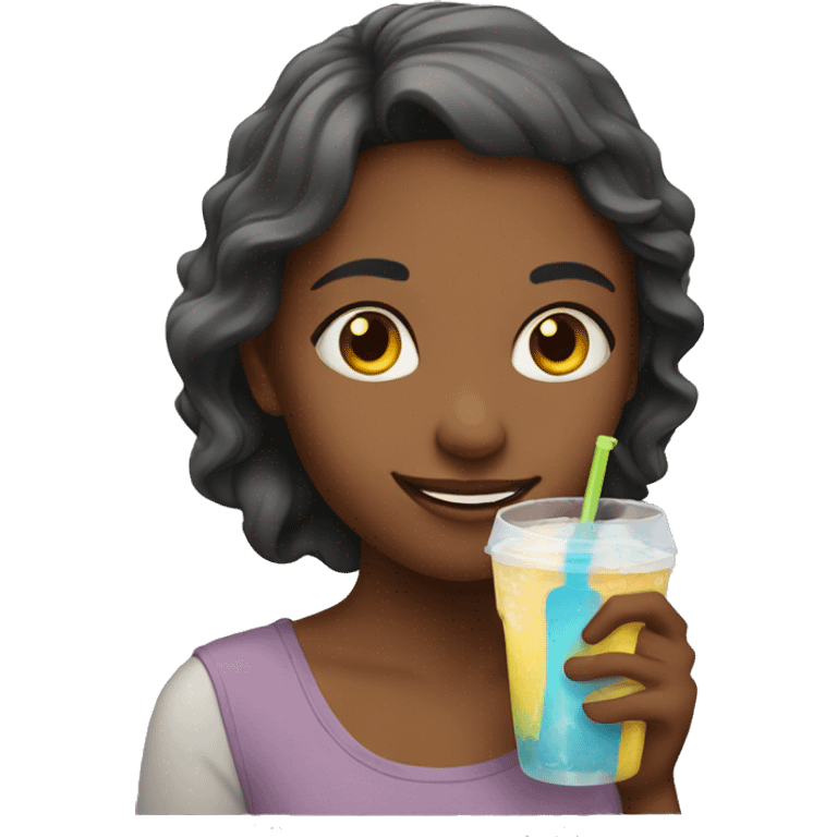 Girl enjoying drink emoji