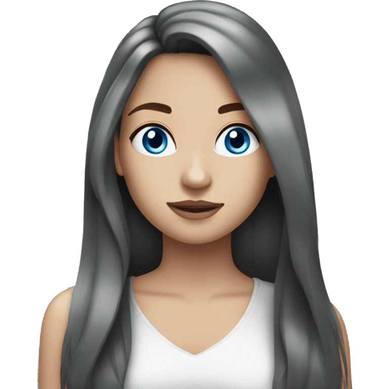 Brunette girl pretty blue eyes long hair emoji