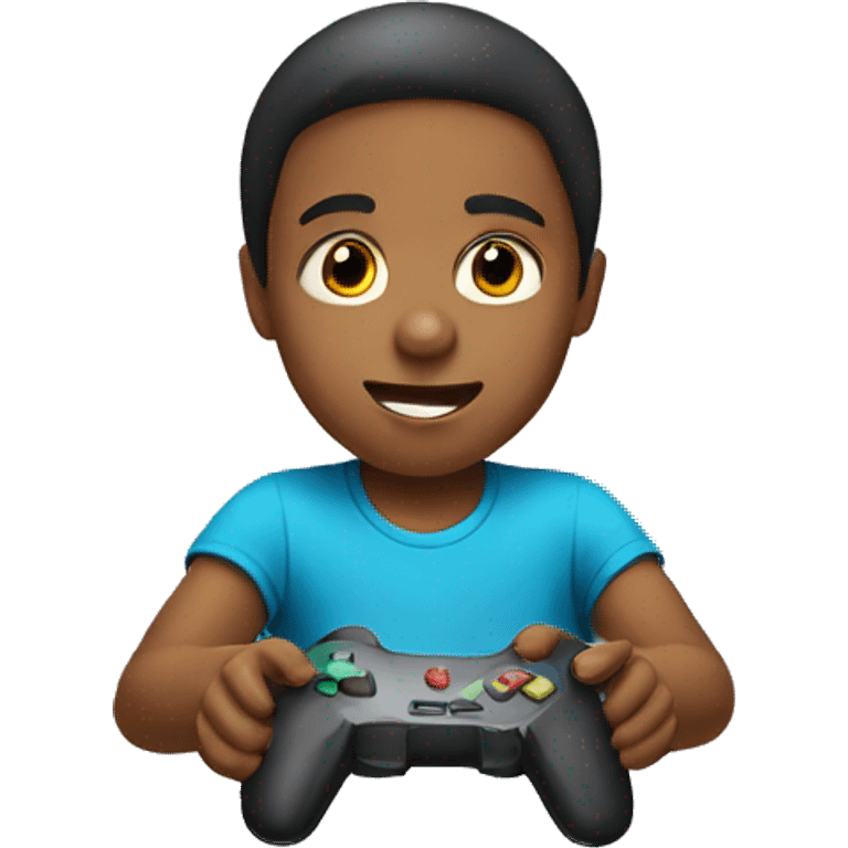 Kid playing video game emoji