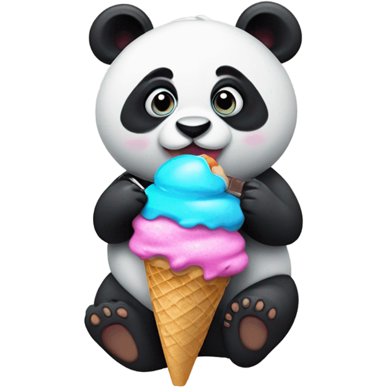 Panda eating ice cream emoji