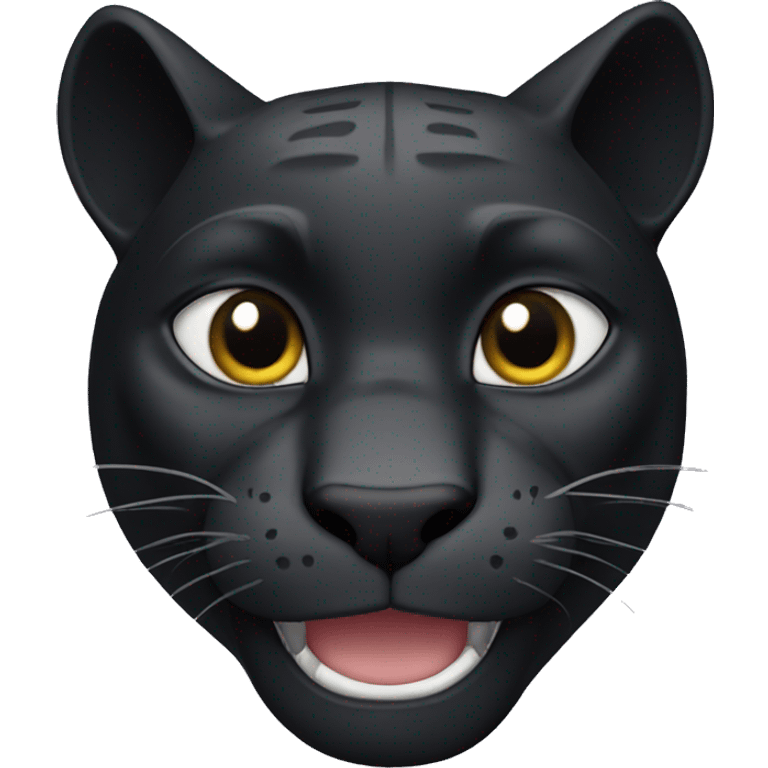 Black panther head, smile, kind look. emoji