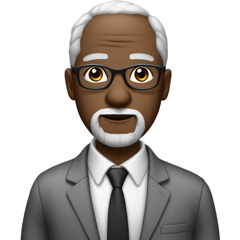 berry sanders with small round face and suit and glasses and buzz cut and small black eyes and small gray beard and small black eyes and wrinkled forehead emoji