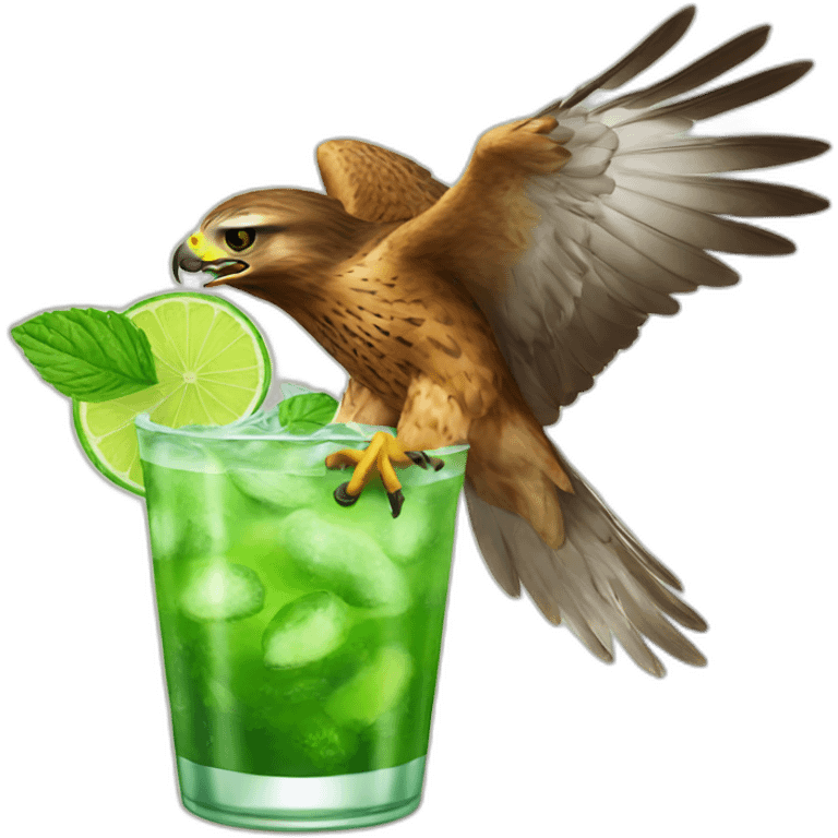 hawk drinking mojito emoji