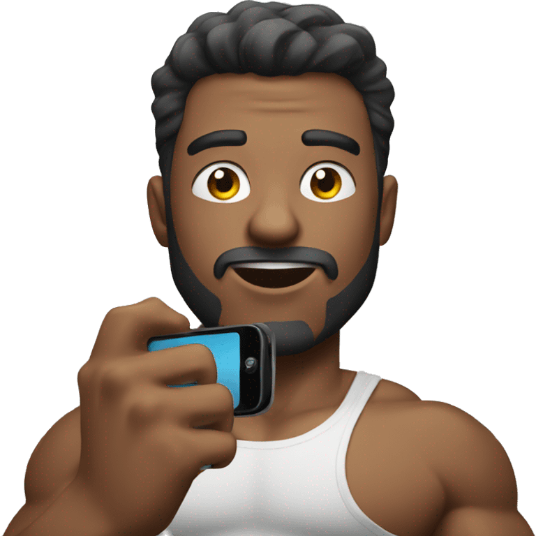 muscular male with phone emoji