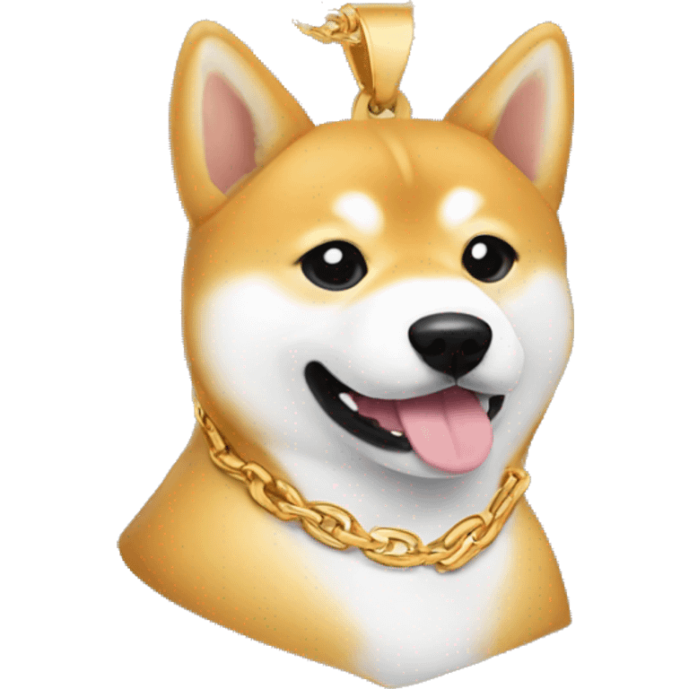 Shiba inu in a gold chain necklace  emoji