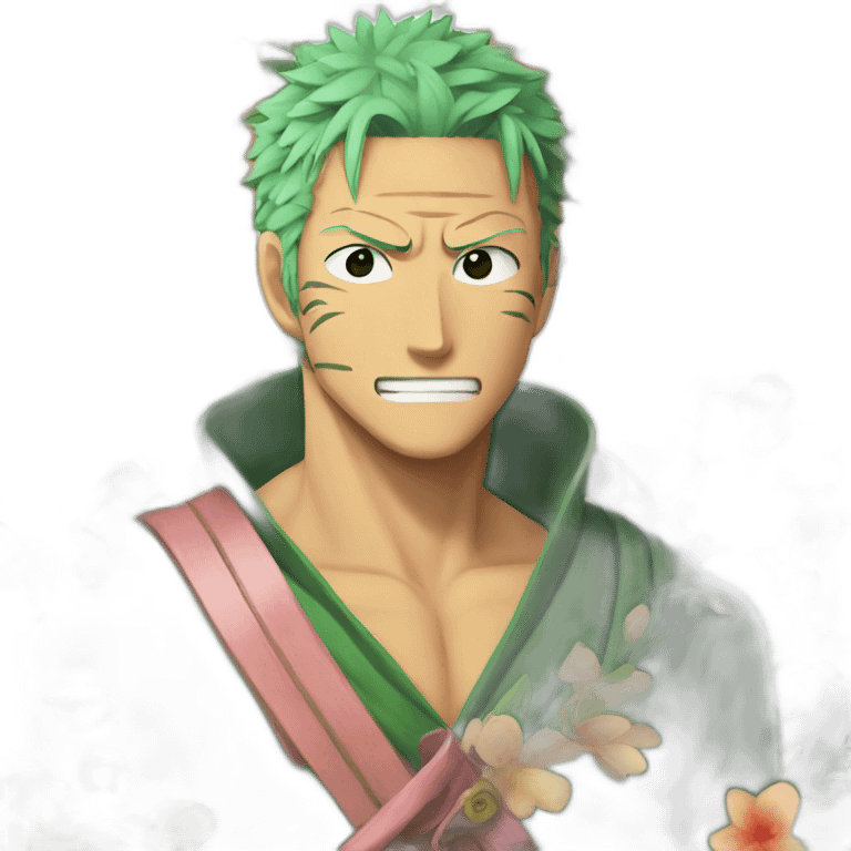 Zoro Roronoa with flowers emoji