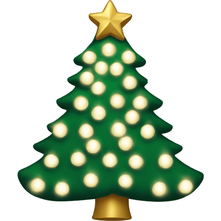 A Christmas tree decorated with white lights and white and gold bows emoji