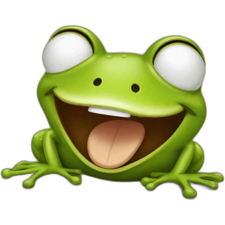 frog brown laughing emoji