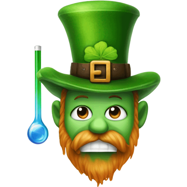 leprechaun face with thermometer and fever emoji