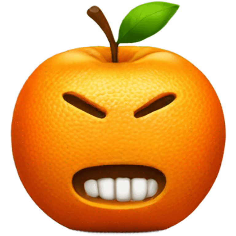 An orange murdering an Apple  emoji