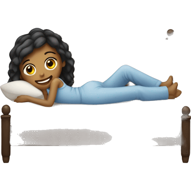 A girl with a bed emoji