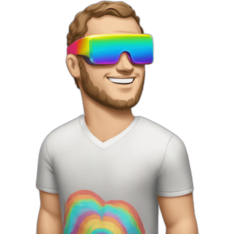 Fancy disco Jonathan Toews wearing rainbow lace shirt and wearing VR glasses emoji