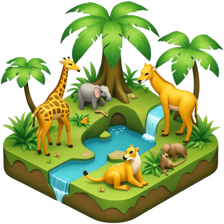 3d-isometric- jungle wildlife emoji