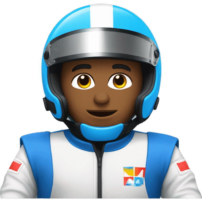 Kart driver with blue helmet  emoji