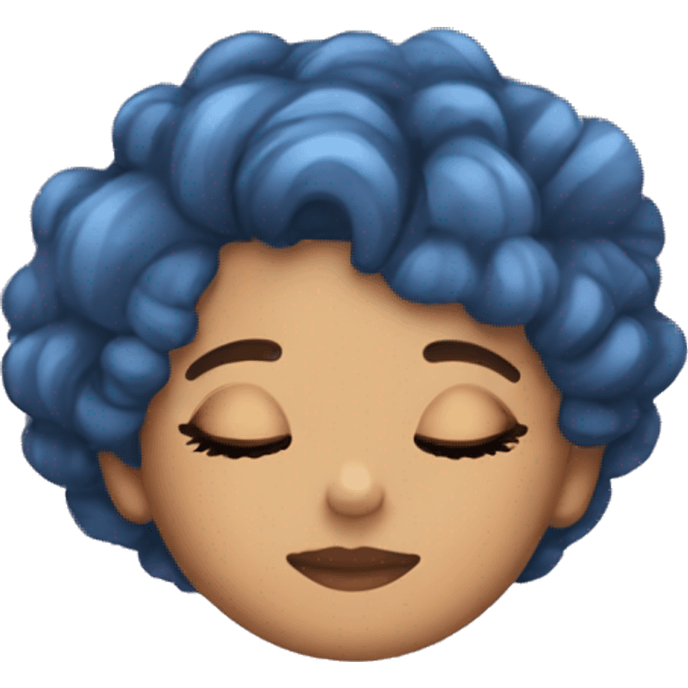 Ariana sleeping with short curly blue hair emoji