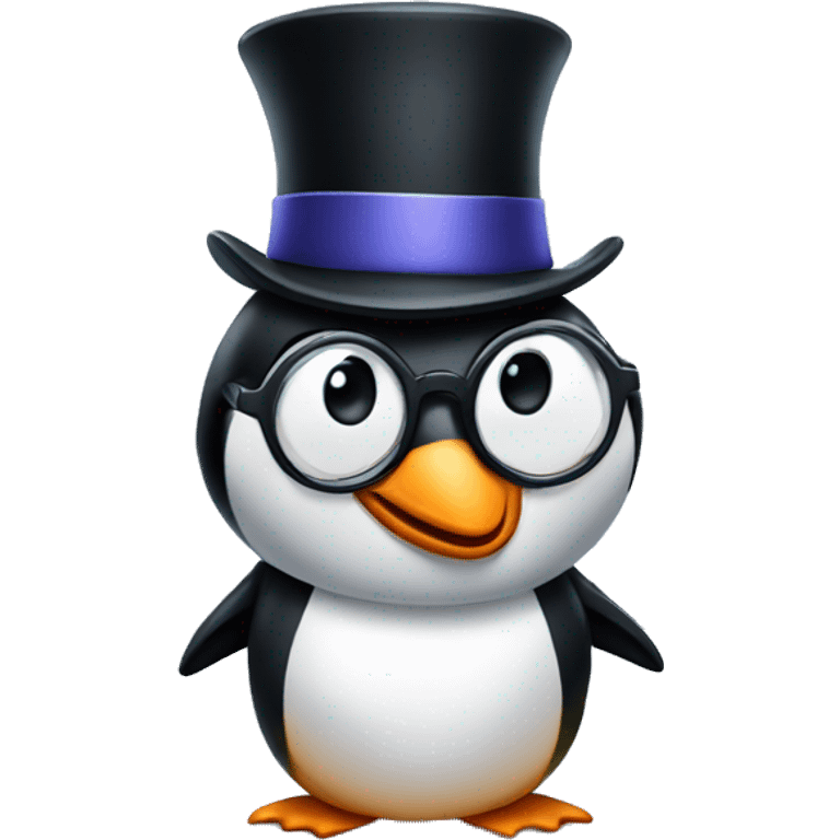 penguin with top hat and glasses emoji