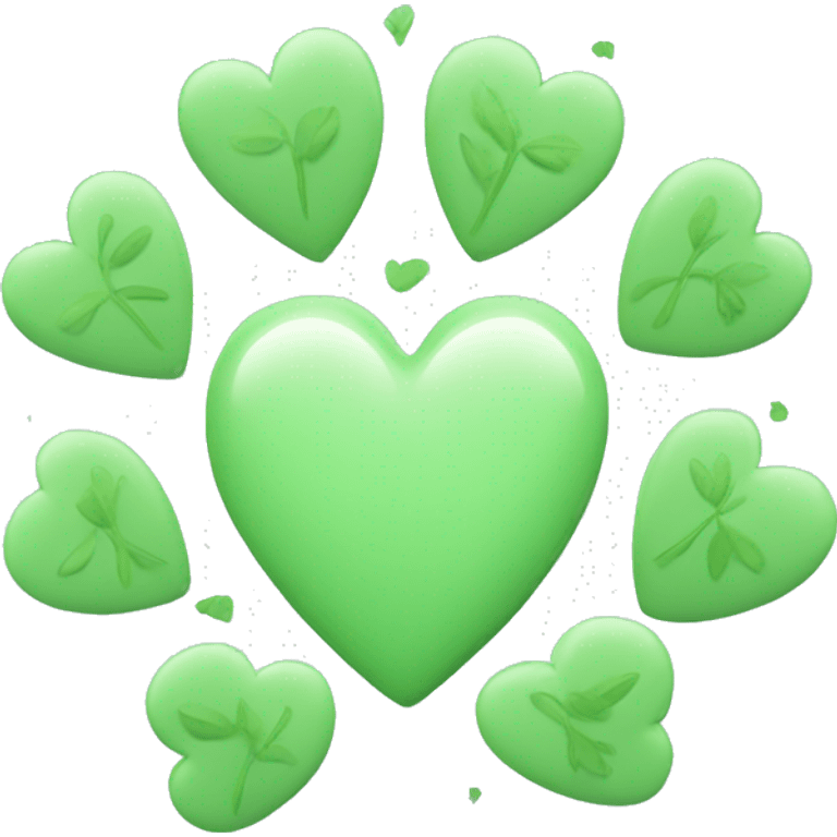 Pastel green hearts with little leaves on it emoji