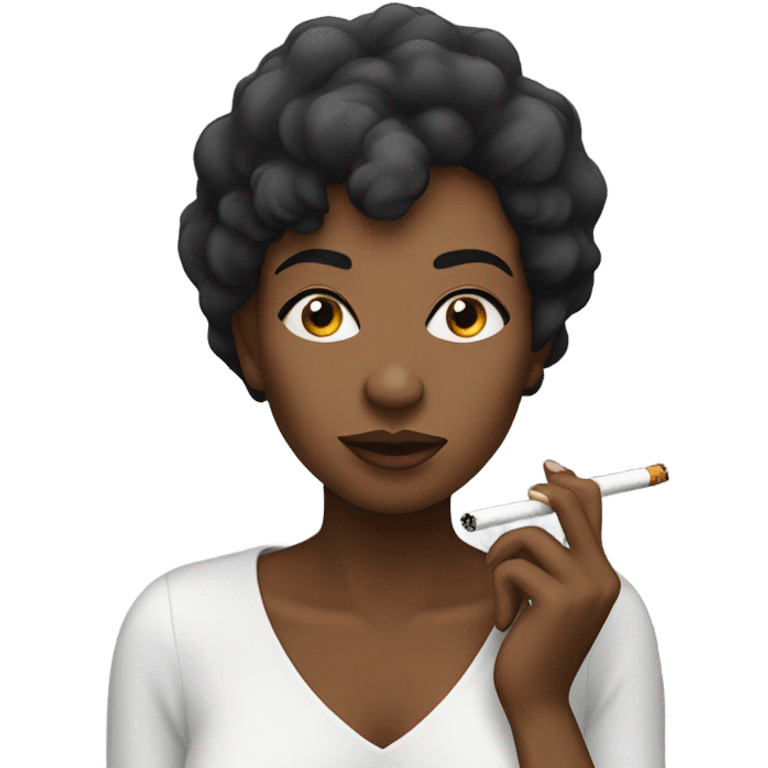 black woman with short hair smoking emoji