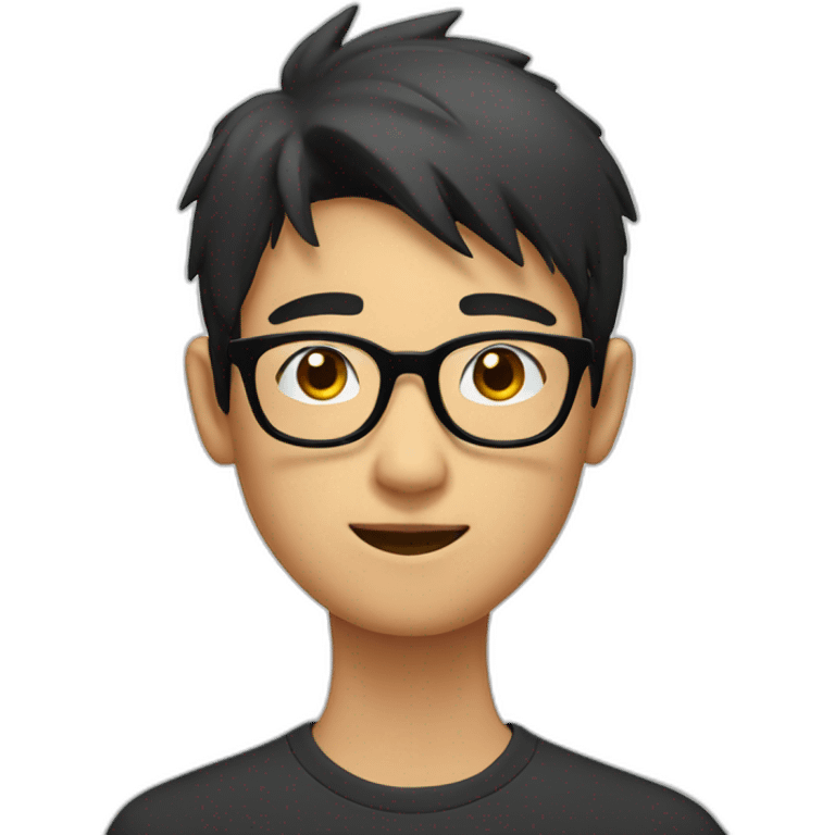 asian teenage boy with black square glasses emoji