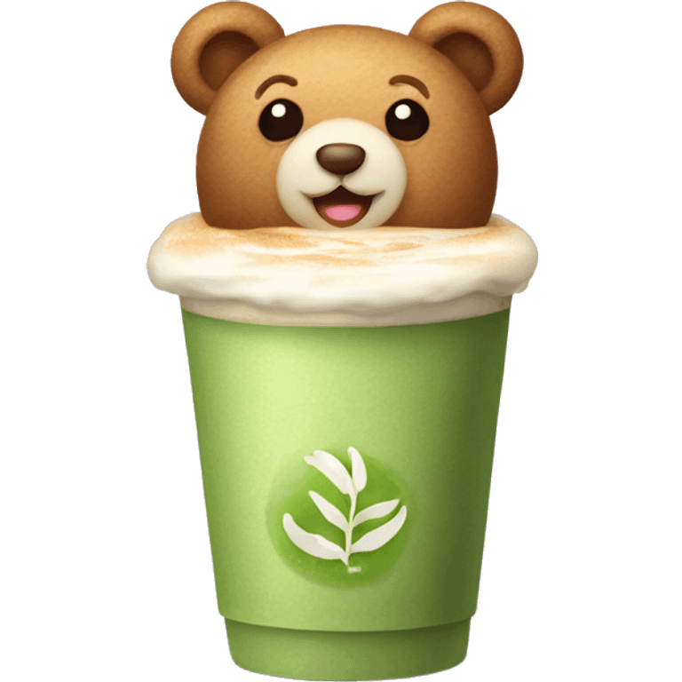 teddy bear with matcha latte  emoji