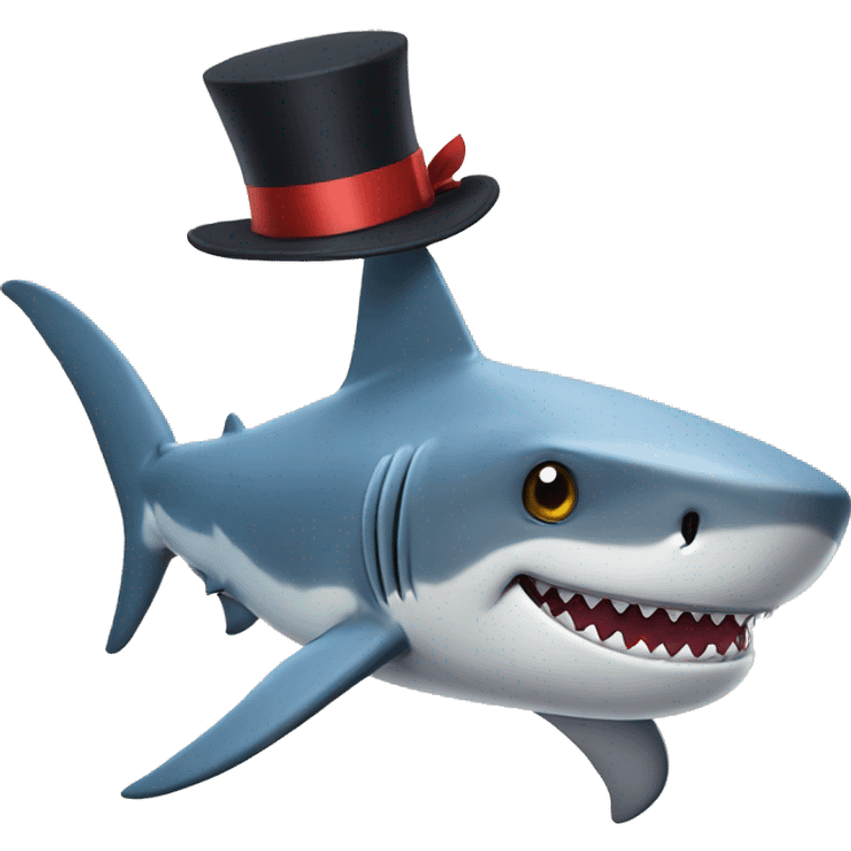 Shark with a top hat emoji