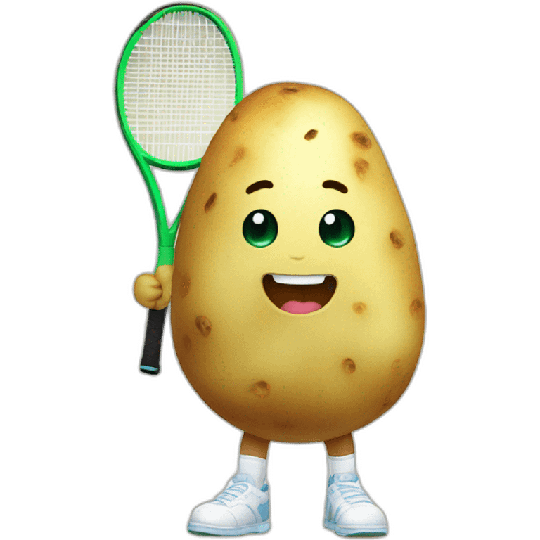 Kawaii potato in tennis uniform emoji