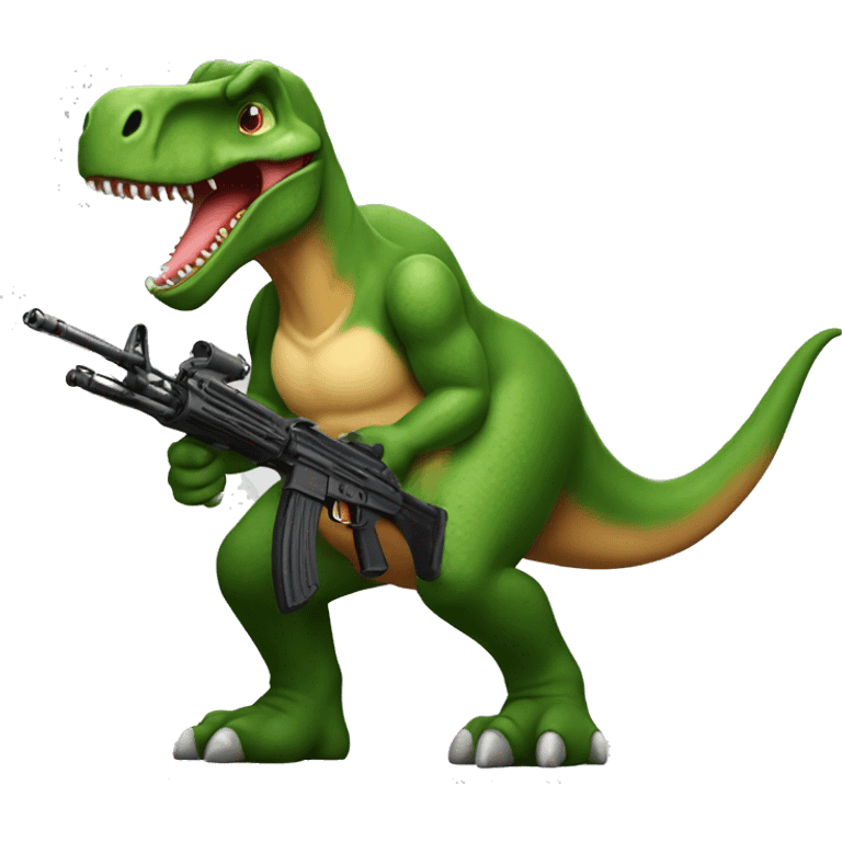 Dinosaur holding a AK-47 emoji