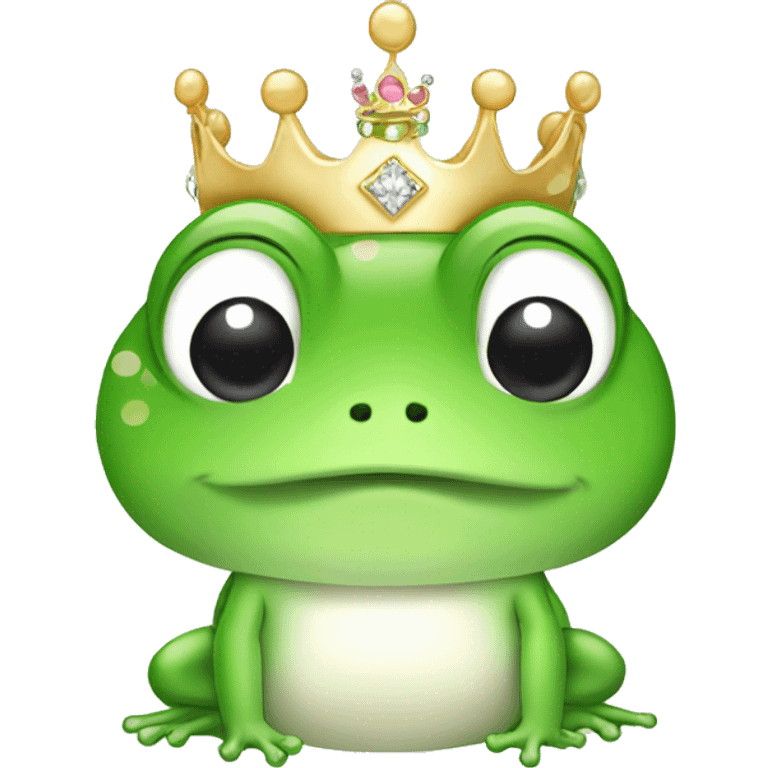 Kawaii frog wearing tiara emoji