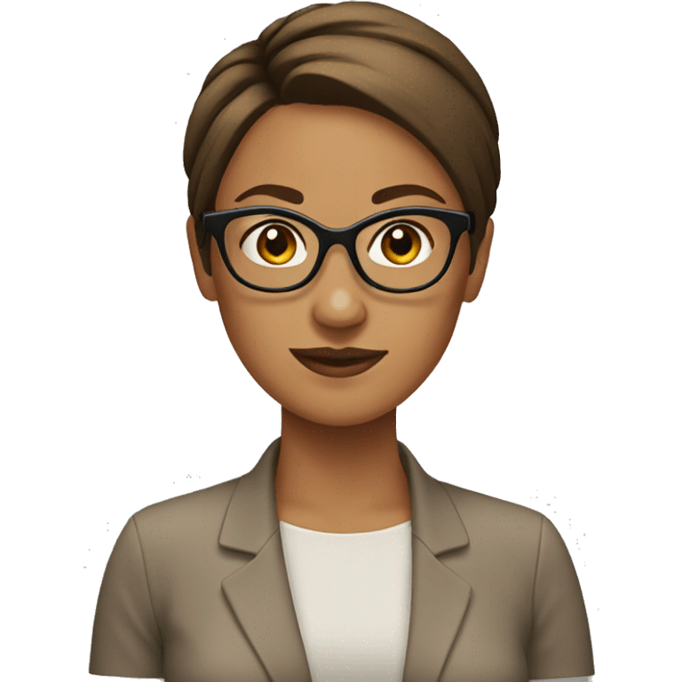 woman with glasses and brown bun emoji