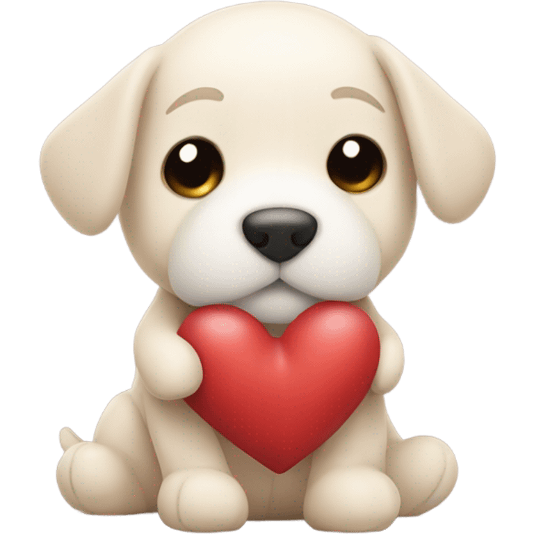 cute dog hugs toy heart emoji