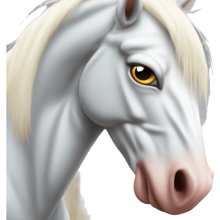 very long wild angry mad albino horse head emoji