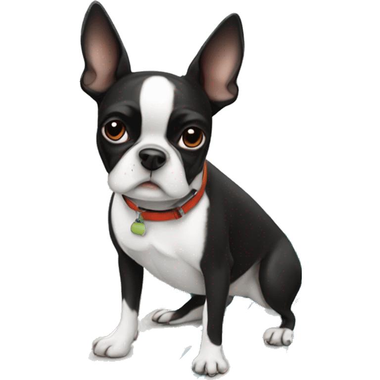 Boston terrier on a surf board emoji