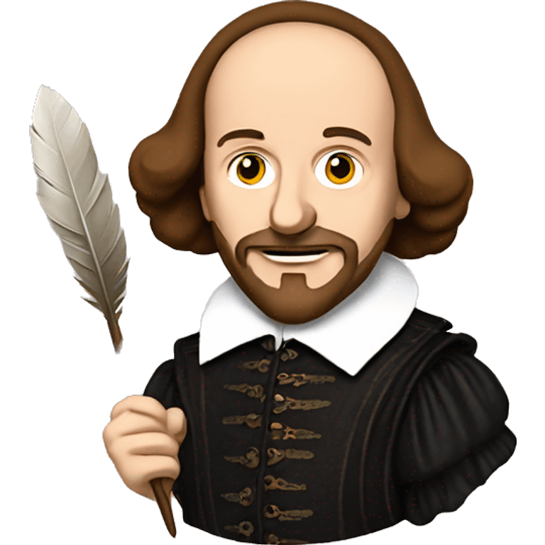 William Shakespeare holds a feather in his hand emoji