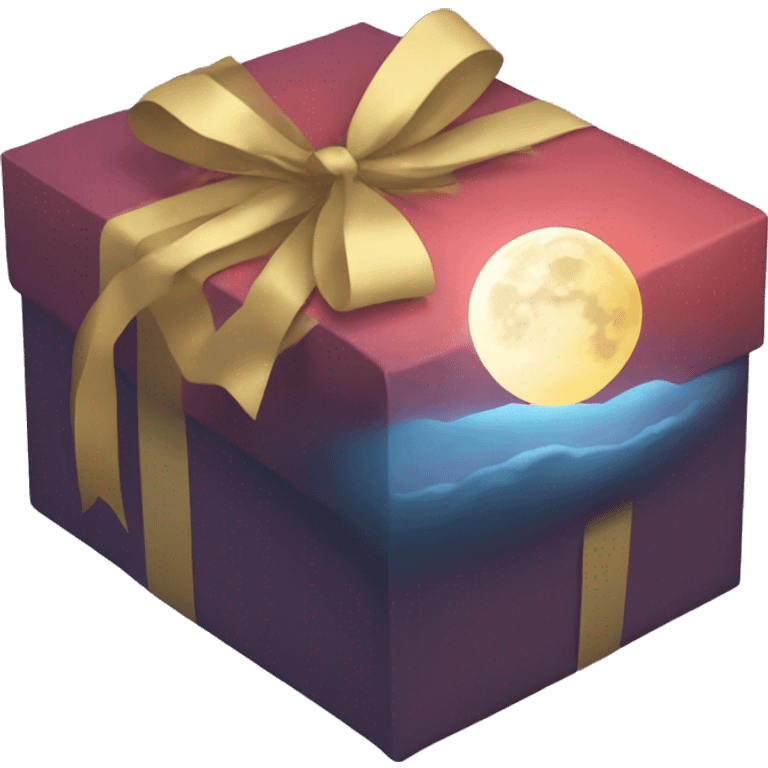 moon rising from giftbox emoji