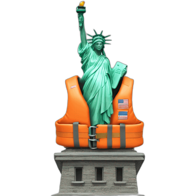 Life jacket on statue of liberty emoji