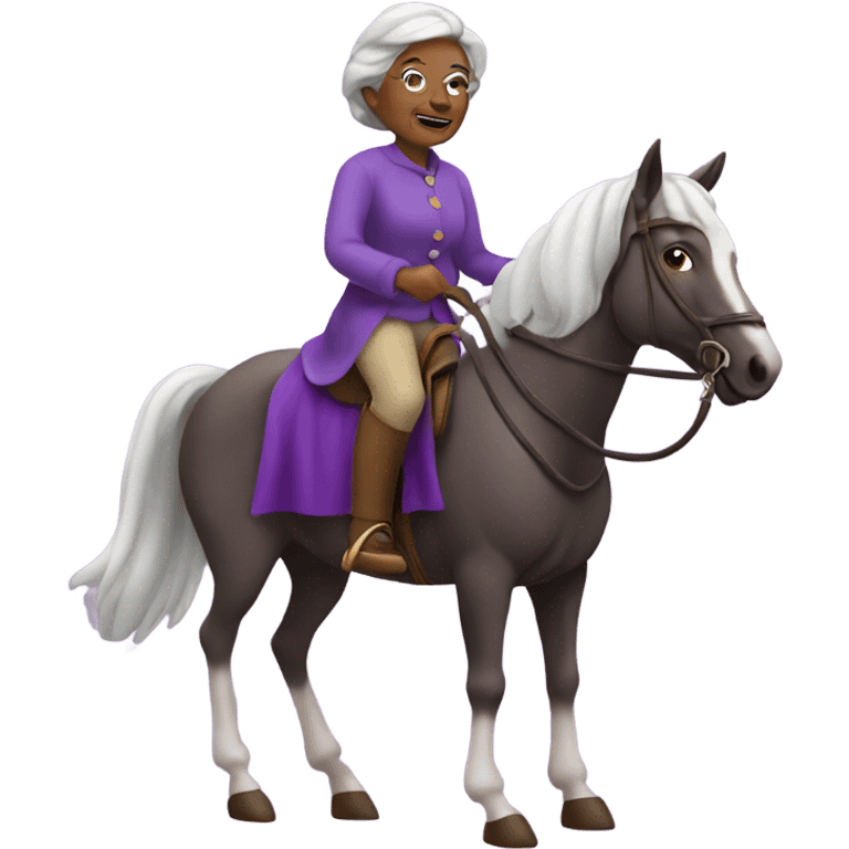 Purple grandmother riding horse  emoji