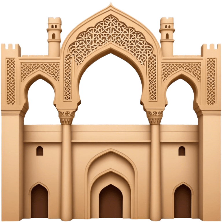 Realistic Alhambra de Granada Landmark Emoji, showcasing the Moorish palace’s intricate arches, geometric patterns, and historic fortress walls. emoji