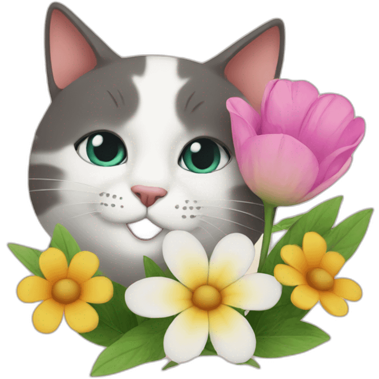 Flower with cat emoji