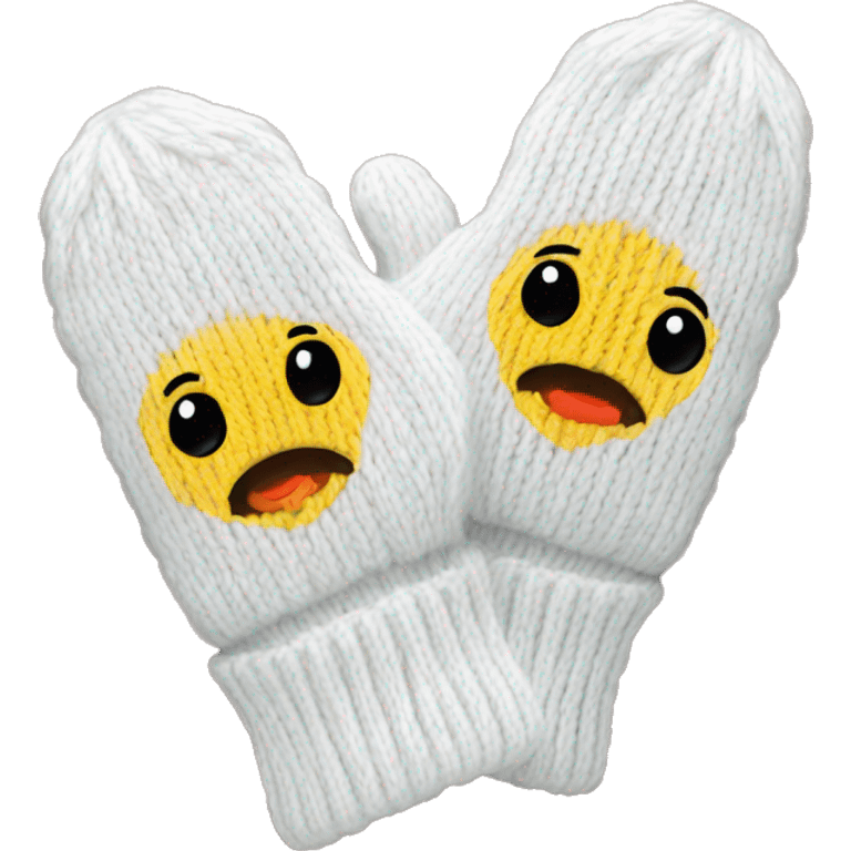 Knitted white pair of mitten emoji