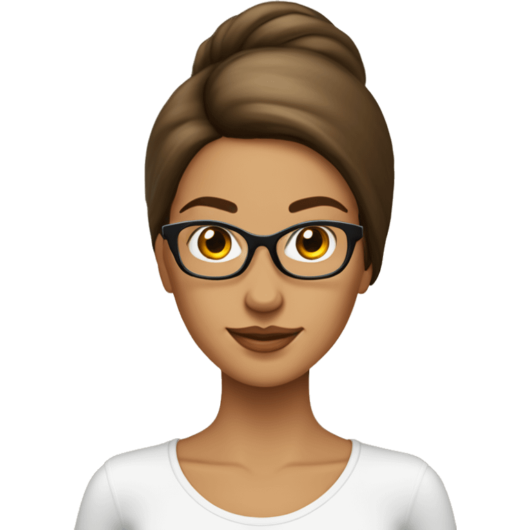 Femme  cheveux lisse long brun lunette qui est en train de lire emoji