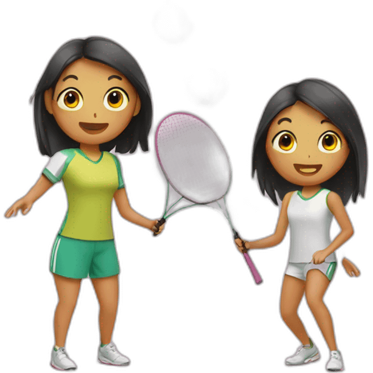 Two girls playing badminton  emoji